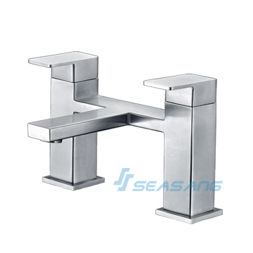 Stainless Steel Bath Shower Double Handles Deck Mounted Tub Faucet