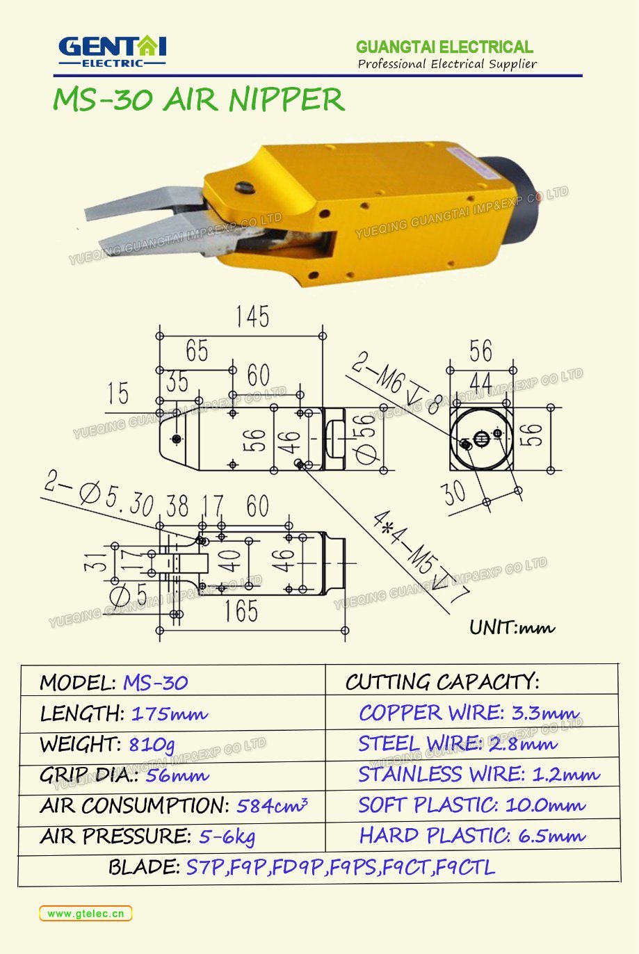 Ms-30 Air Nipper Lightweight Portable Pneumatic Tool