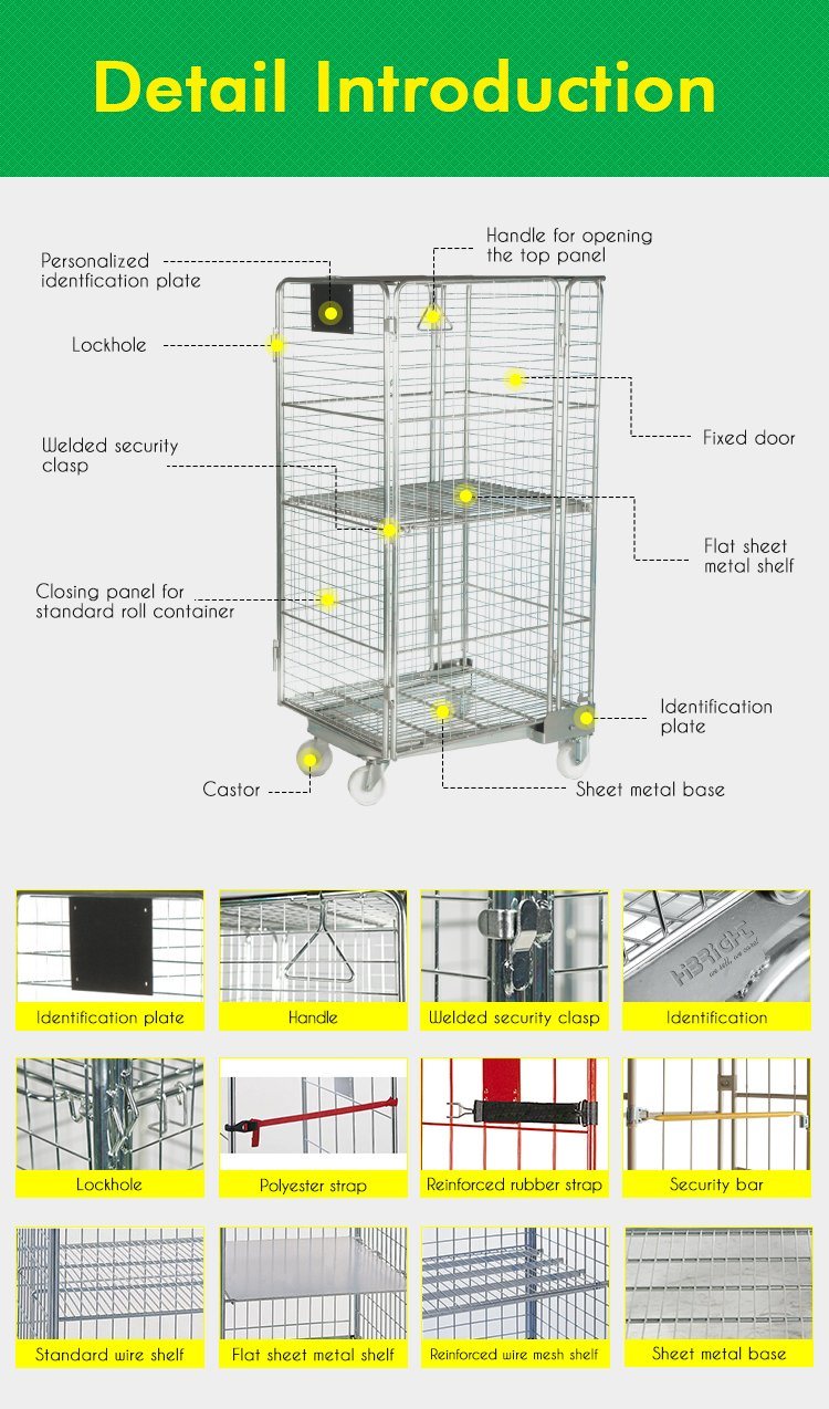 Highbright 2 Doors Nestable Roll Container Roll Cage