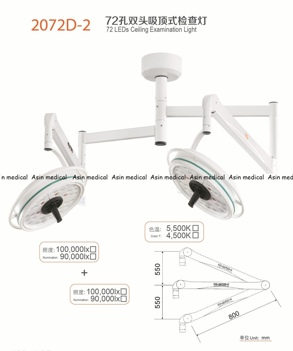 High Quality 2PCS 108W LED Surgical Medical Exam Light 72 Holes LED Ceiling Examination Light Ce FDA Approval