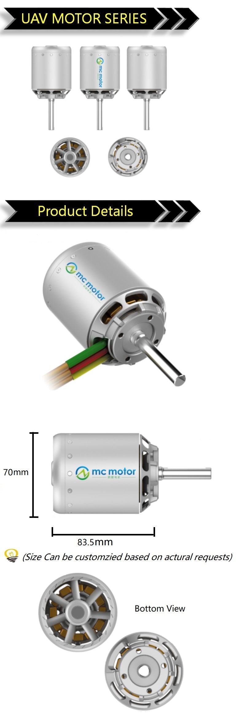 Brushless DC Electric External Rotor Motor for Uav