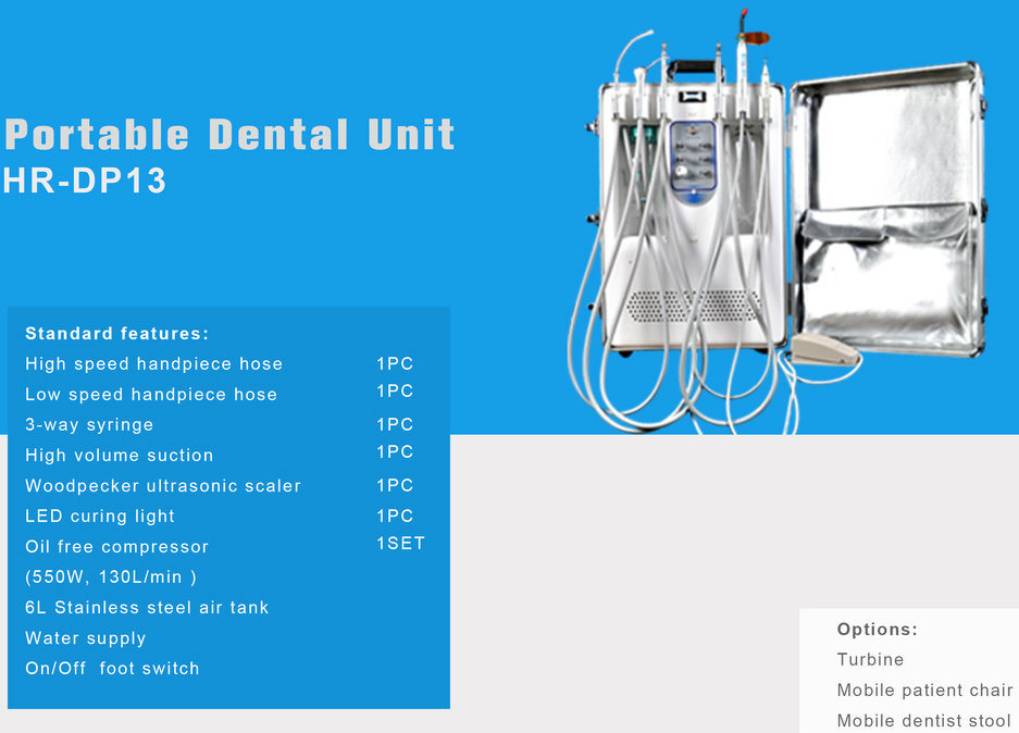 Manufacture Dental Mobile Portable Unit with Built-in Oilless Air Compressor