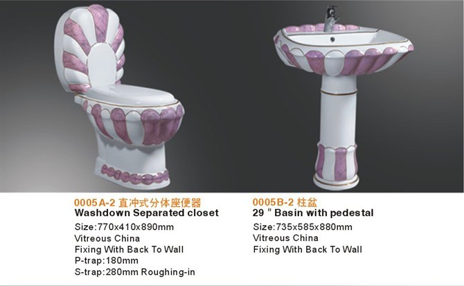 Luxury Design Ceramic Sanitaryware Bathroom Suite for Toilet Pedestal Basin