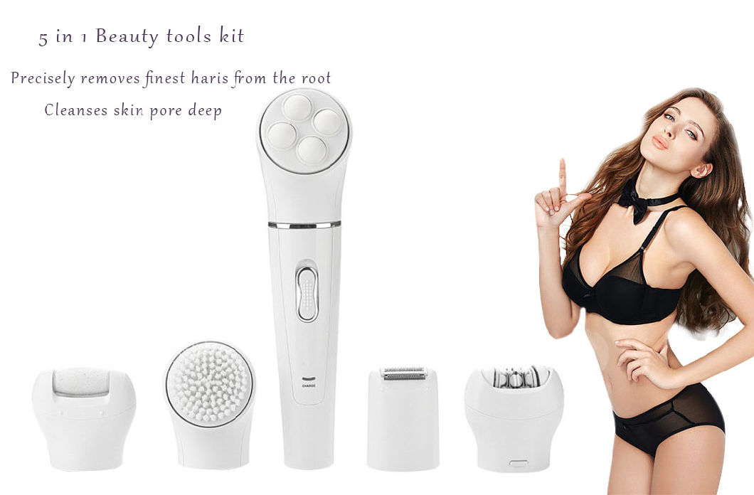 5 in 1 Beauty Tools Kit Epilator / Cleansing Brush / Massage / Lady Shaver / Callus Remover Rechargeable Units