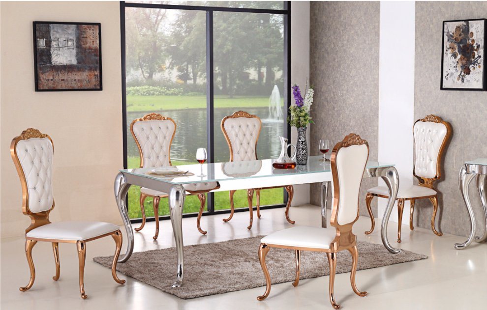 Modern Appearance and Hotel Furniture General Use Flower Back Stainless Steel Chair