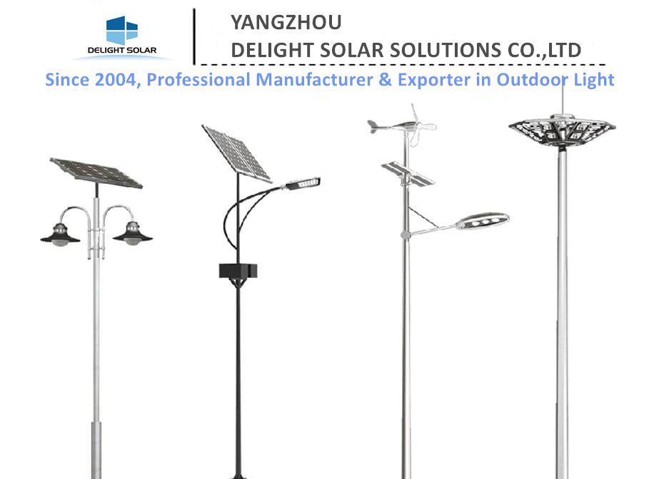 Ce/RoHS 4m/6m/8m Galvanized Steel Solar Street Lighting Conical Electric Pole