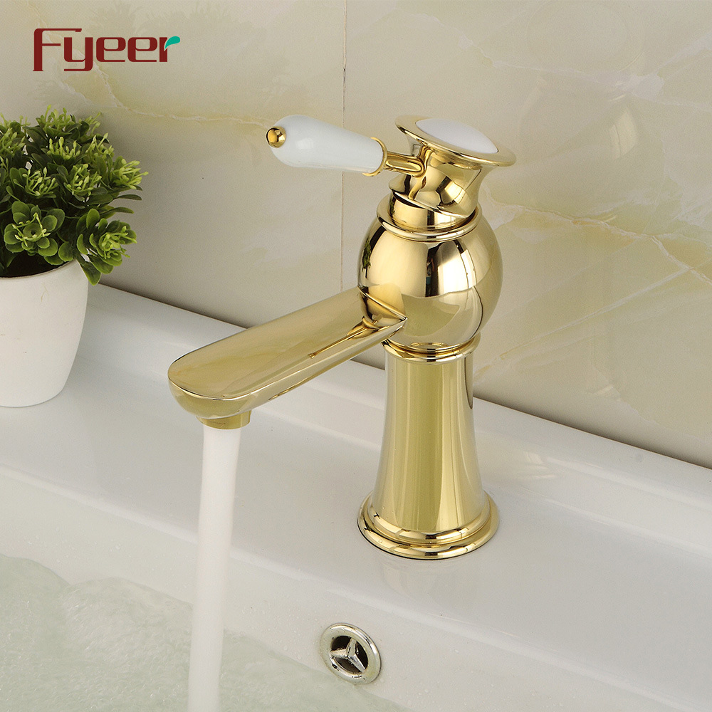 Fyeer Single Handle Gold Plated Basin Faucet