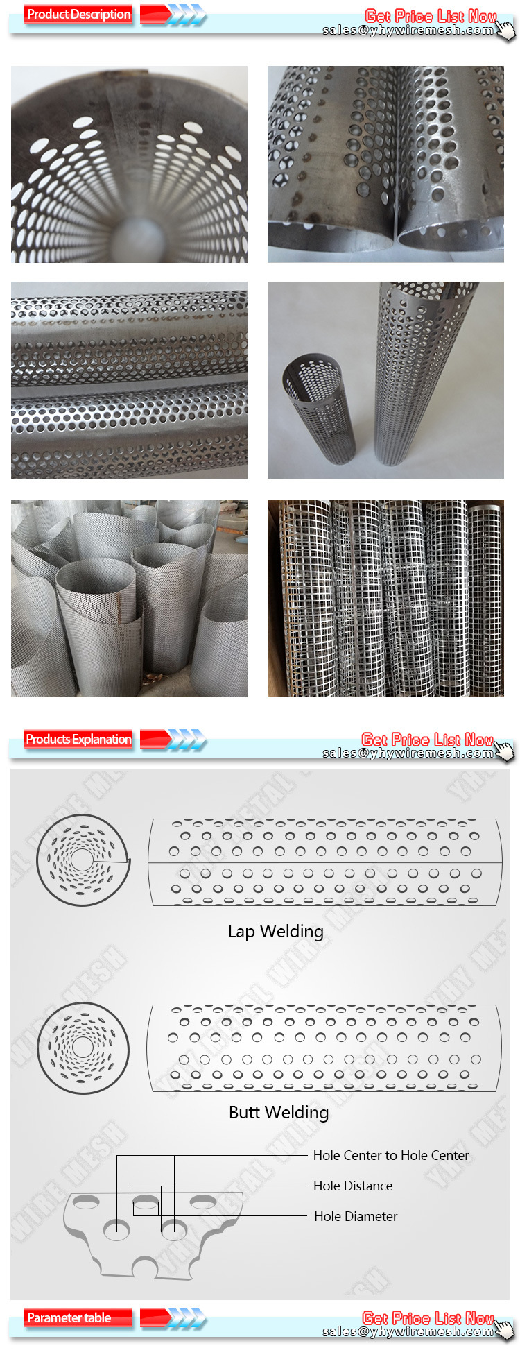 Round Hole Carbon Steel Perforated Metal Tube Filter