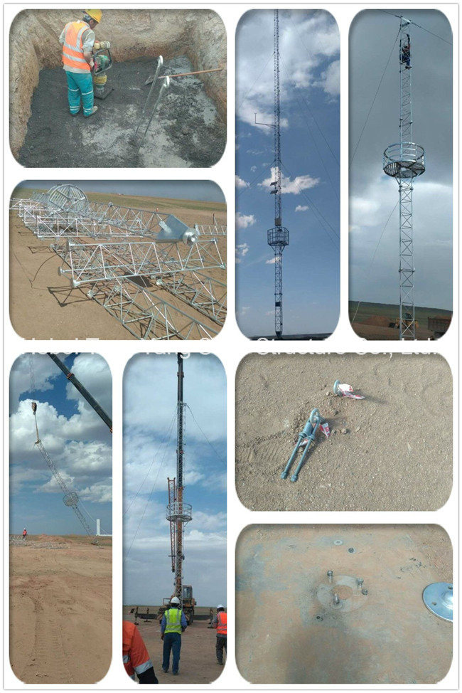 Triangular Guy Line Signal Transmission Telecommunication Tower