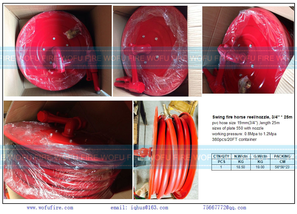 Fire Hose Reel with Brass Nozzle and Coupling