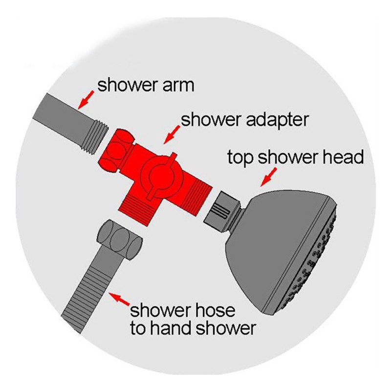 3 Way Adjustable Plastic Chrome Hand Shower Water Diverter /Adapter with Bracket /Holder