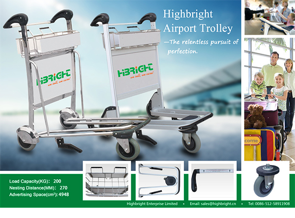 Airport Luggage Trolley Carts with Auto Hand Break