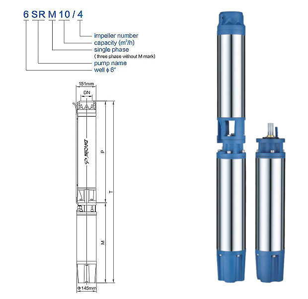 6inch Stainless Steel Submersible Deep Well Pump (6SR10/10 5.5KW)
