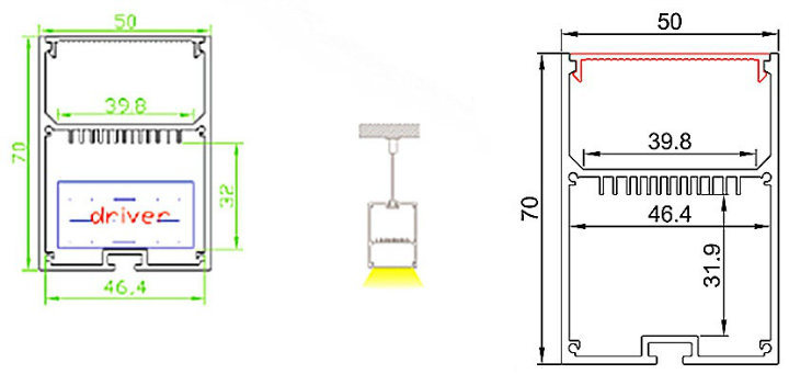 Shenzhen Factory Alp052 Driver-in Luminaires Sliver Aluminum Profile Hot Sale 90 Degree Corner Aluminum Products 6063 Customized Length LED Profile