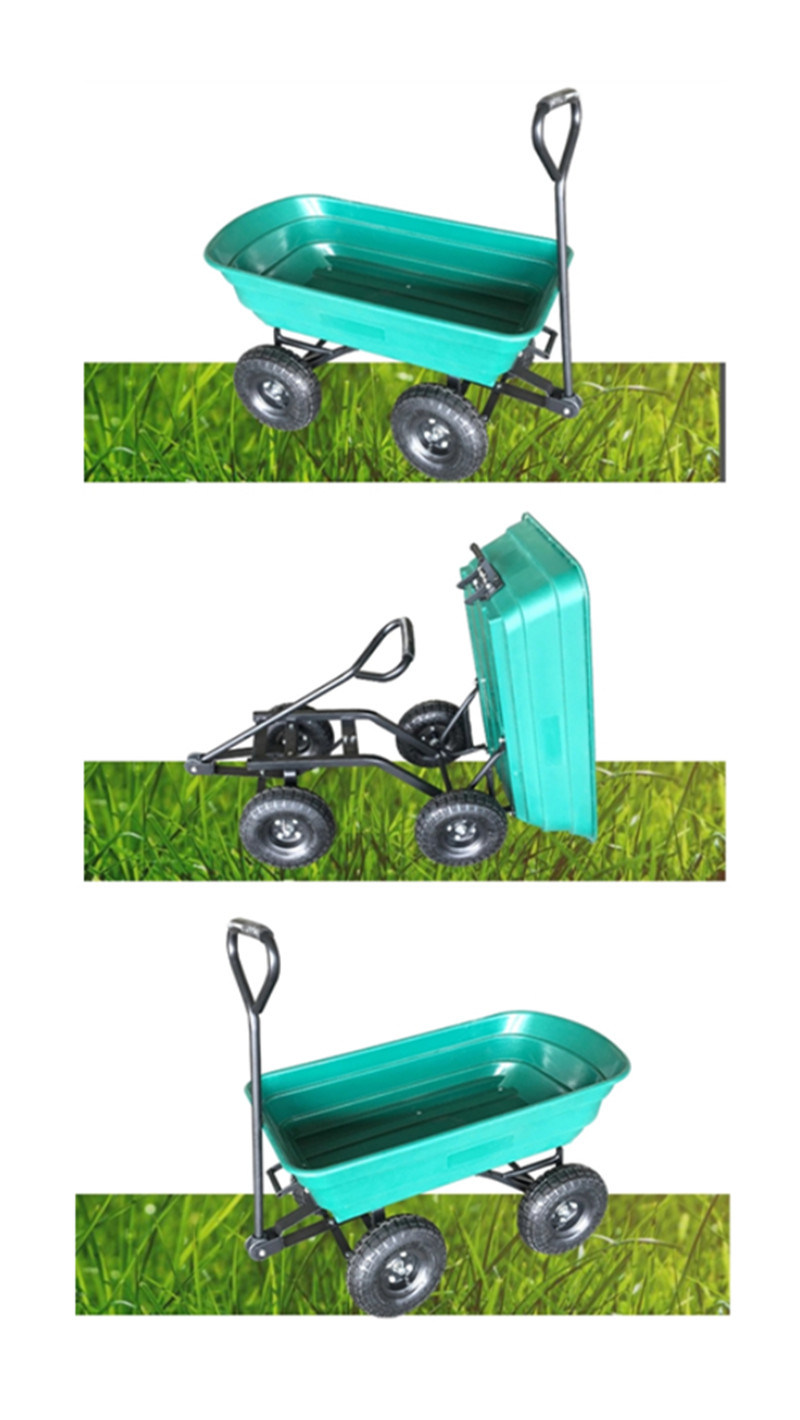 Four Wheels Dump Plastic Ttray Garden Tools Cart Tc2145