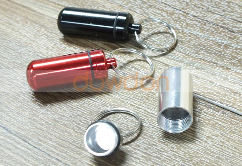 Mini Aluminum Travel Pill Box Metal Case Bottle Holder Container with Keychain Support Customize