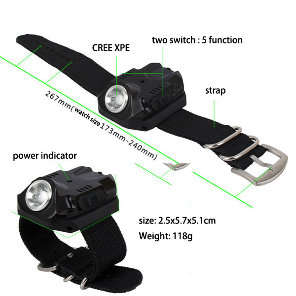 New Micro USB Rechargeable CREE XPE LED Watch Torch (POPPAS-B99)