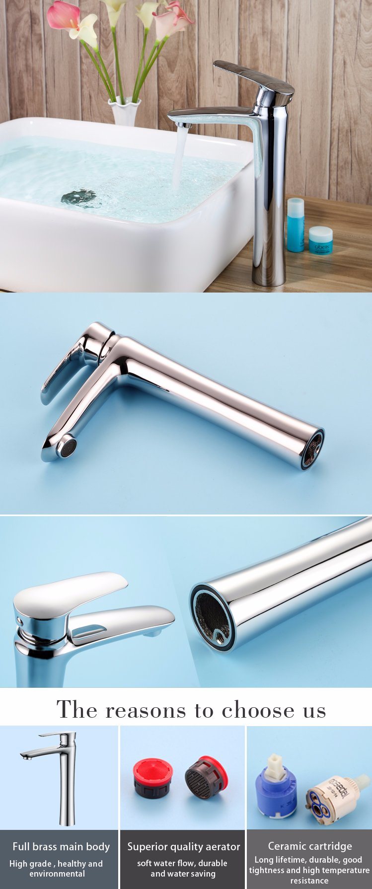 Factory Supply Deck Mounted Brass Bathroom Mixer Tap for Wholesale
