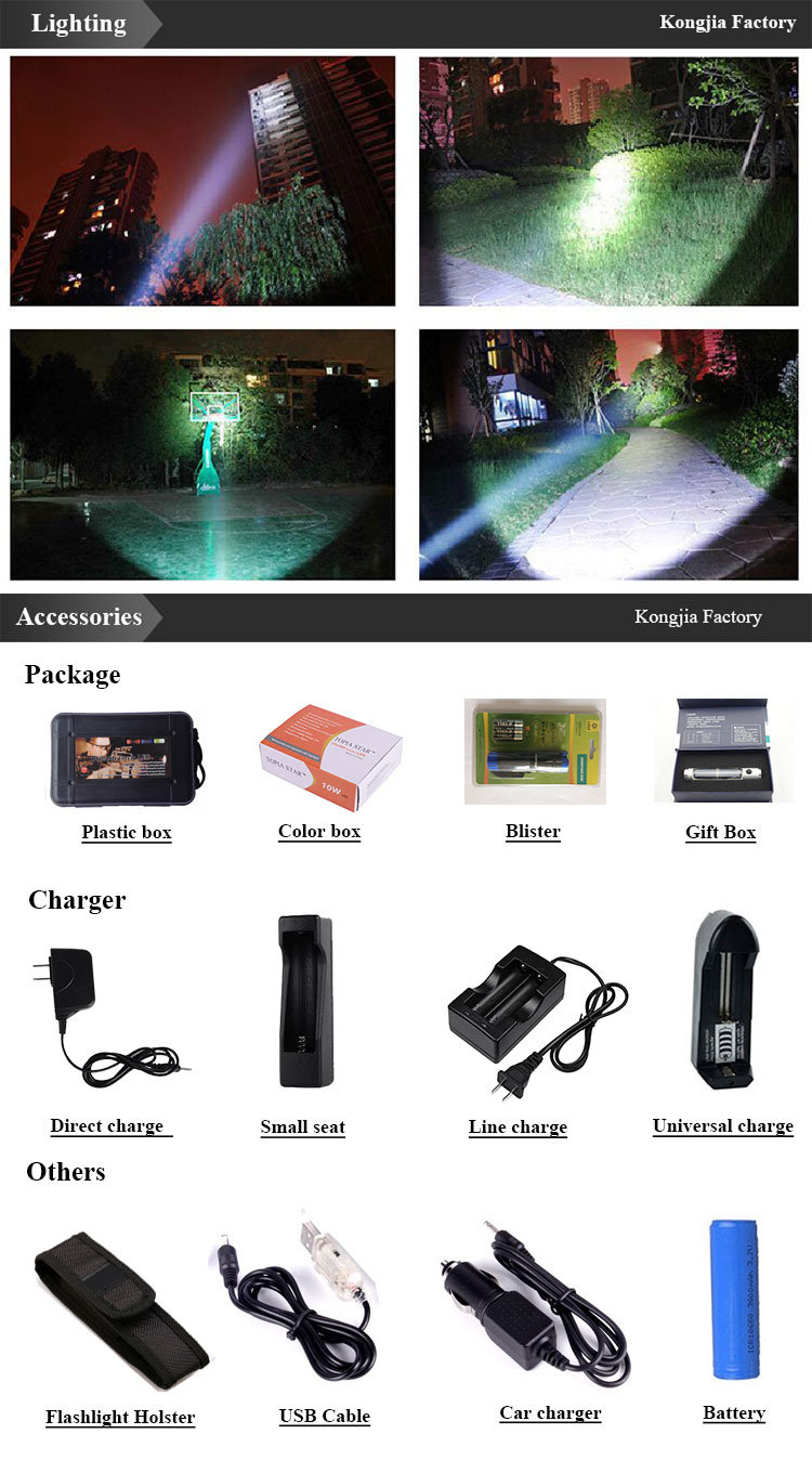 Portable Rechargeable Torch Outdoor Solar LED Light Flashlight