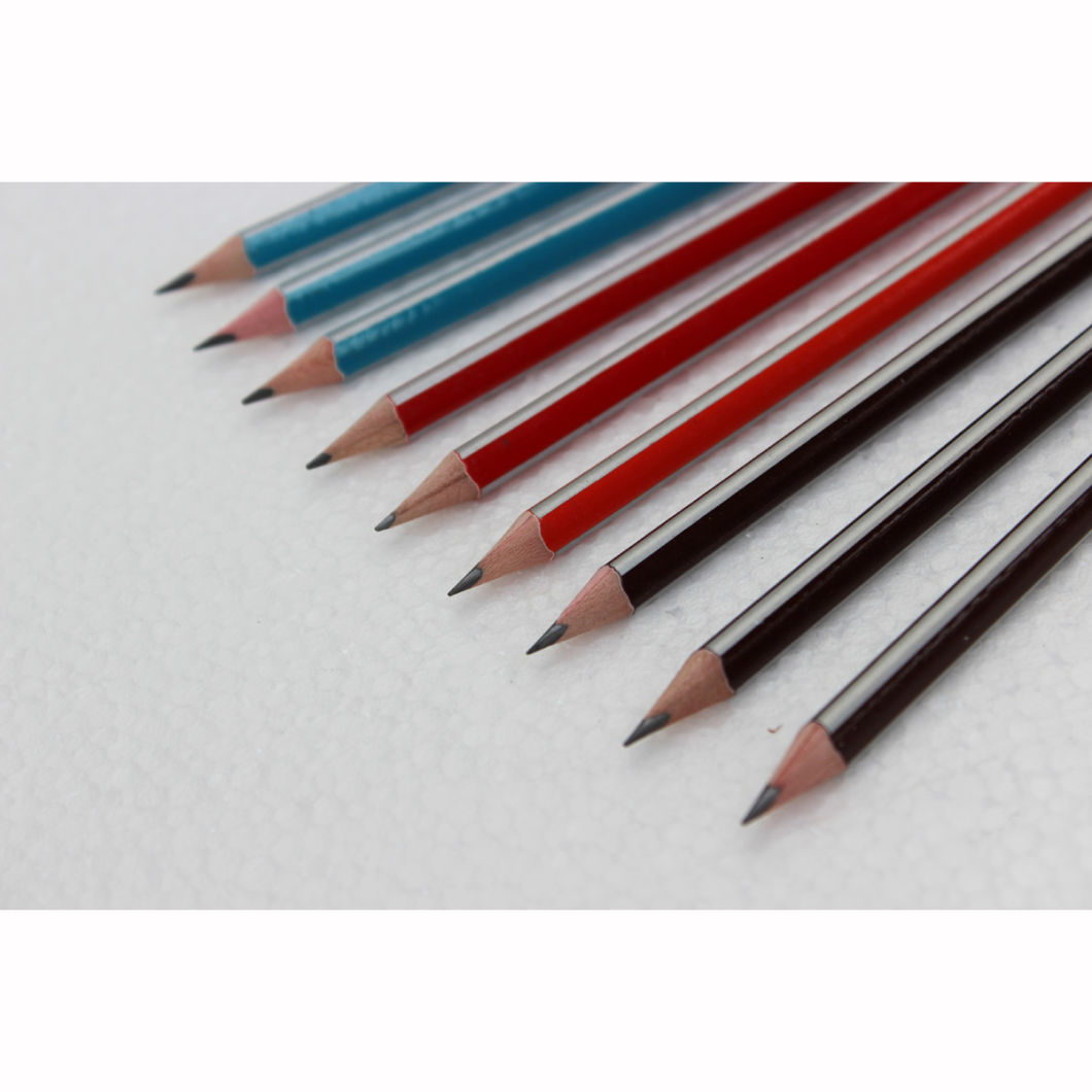 High Quality Triangular Pencils with Black Ferrule and White Eraser