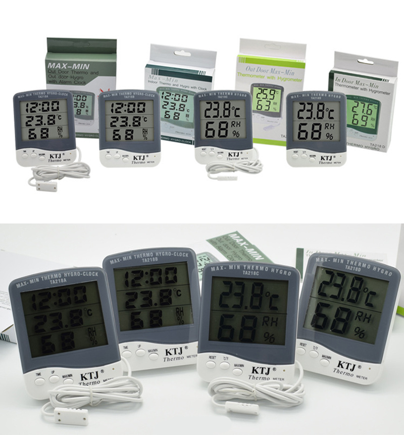 Digital Thermometer and Hygrometer Temperature Humidity Monitor with LCD Clock