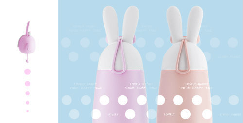 Stainless Steel Water Bottle Mug Water Bottle Vacuum Flask Thermos Flask Double Wall Portable Travel Mug Cute Girls Gift Rabbit Cup