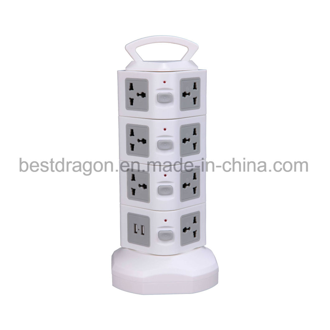 2m Extension Power Strip Socket with 16 AC Outlets with USB Cord