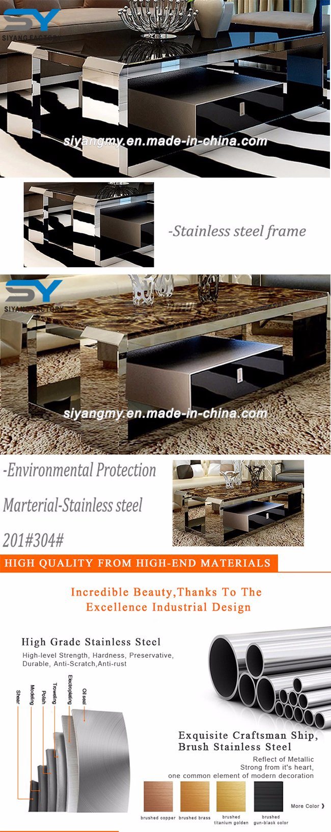 Modern Home Furniture Industrinal Coffee Table Natural Marble Coffee Table