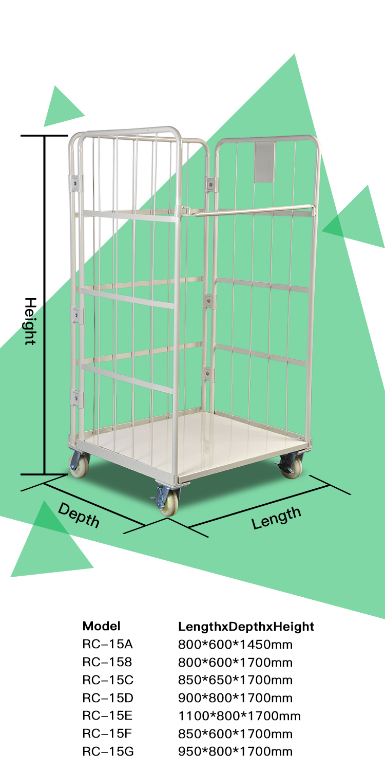 Zinc Plated Wire Mesh Rolling Container Cart