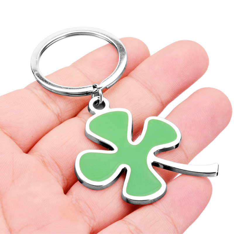 Zinc Alloy Four-Leafed Clover Keychains