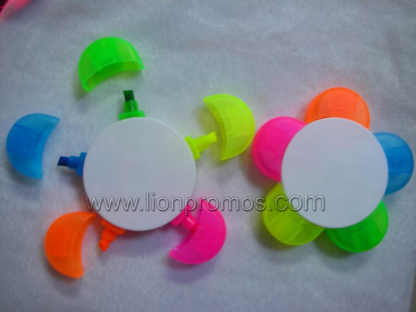 Custom Print Flower Petal Shape 5colors in 1 Highlighter Pen