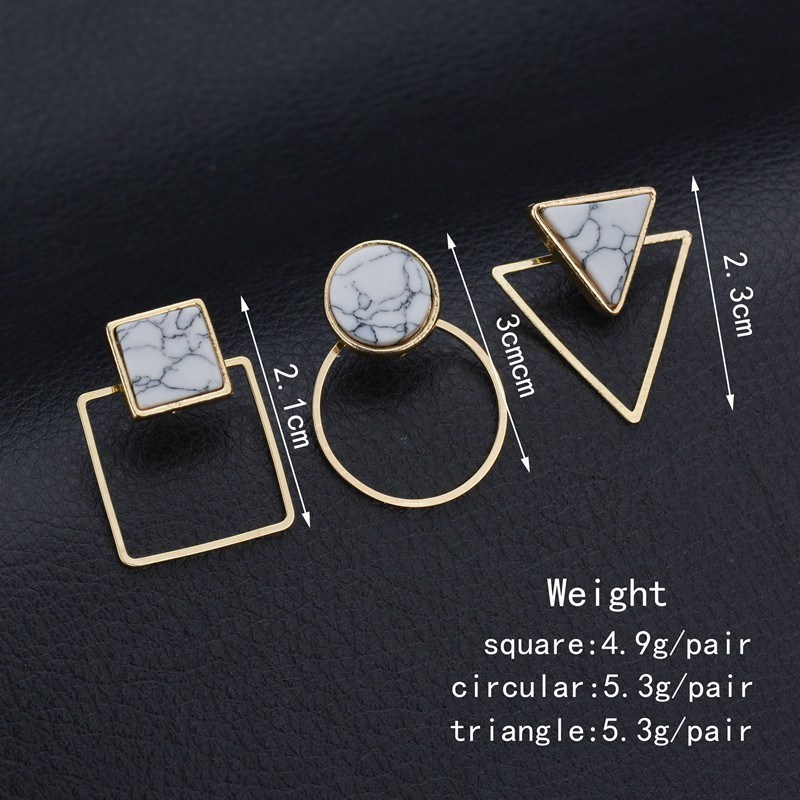 Korean Version Fashion Simple Geometric Earrings Marble Turquoise Earrings