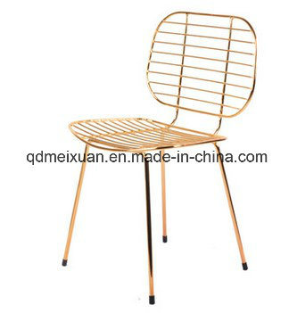 Gold Plated Wire Chair Contracted and Contemporary Plating Powder Spraying High Quality Internal and External Wire Furniture Metal Dining Chair (M-X3696)
