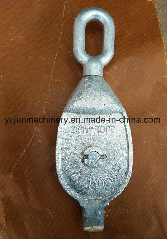 Galvanised Malleable Iron (cast steel) Pulley Block with Eye Single Sheave