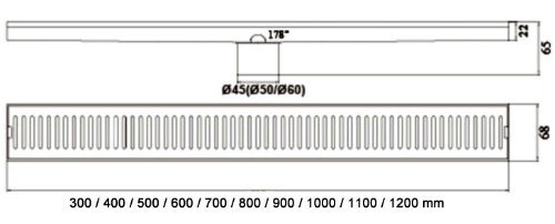 L600mm Stainless Steel Linear Bathroom Shower Floor Drain 23.6