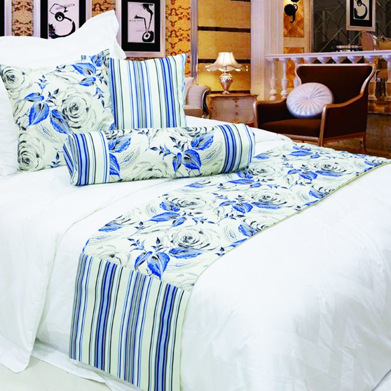 100% Polyester Linen Hotel Printed Bed Runner/ Bed Flag/Bed Throw