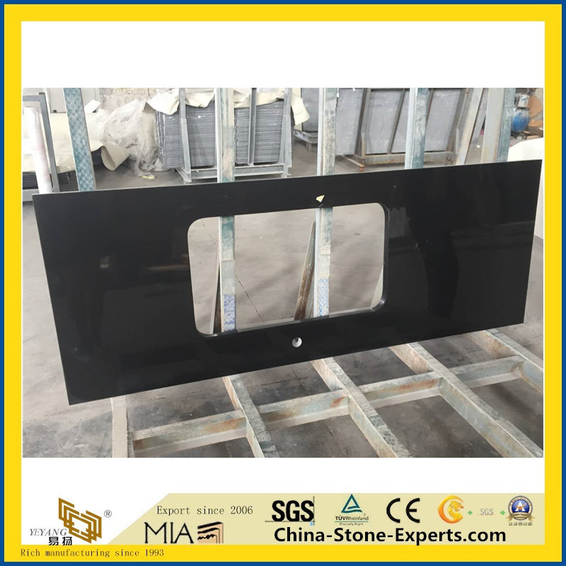 Quality Black Quartz for Kitchen Countertops and Bathroom Vanity Tops