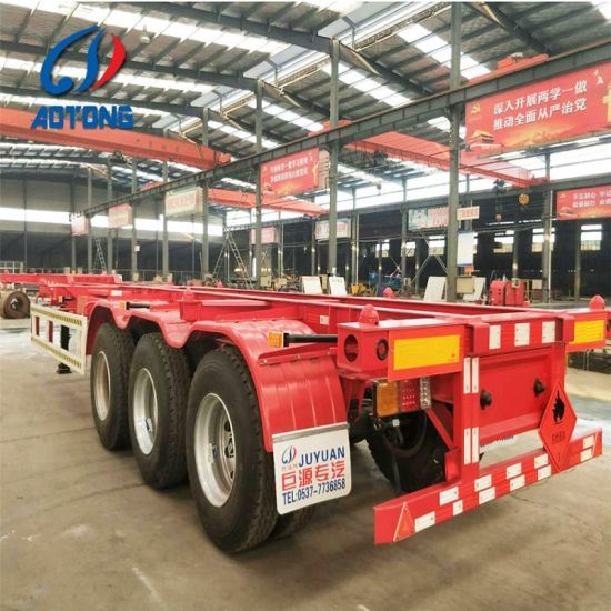3 Axle with Front Lift Axle Skeleton Container Semi Trailer