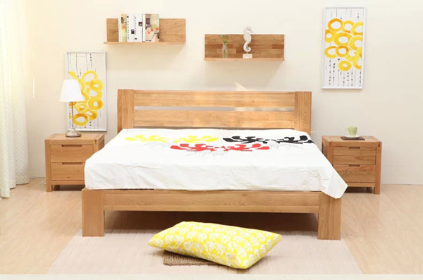 Nice Style Oak Wood Double Bed for Adult and Children (M-X1089)