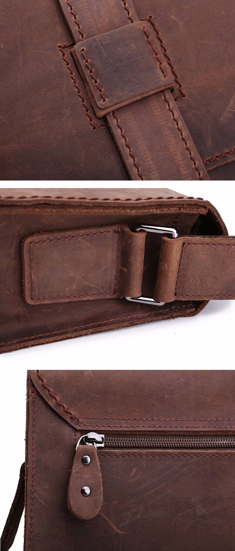 Hot Selling Good Quality Brown Crazy Horse Leather Bag Messenger for Men