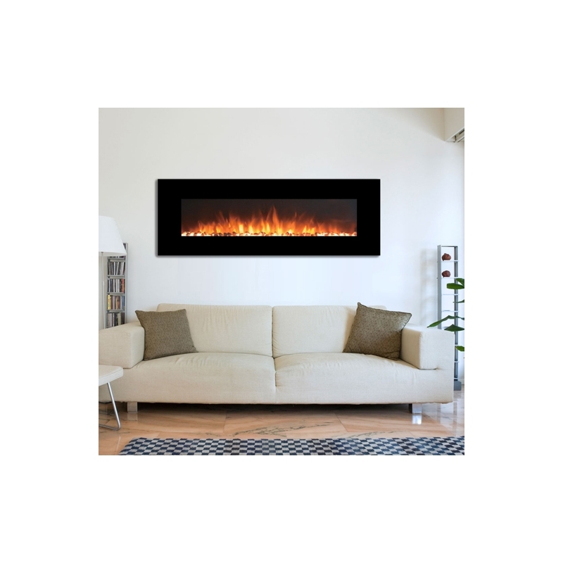 Large Wall Mounted Electric Fireplace with Heather