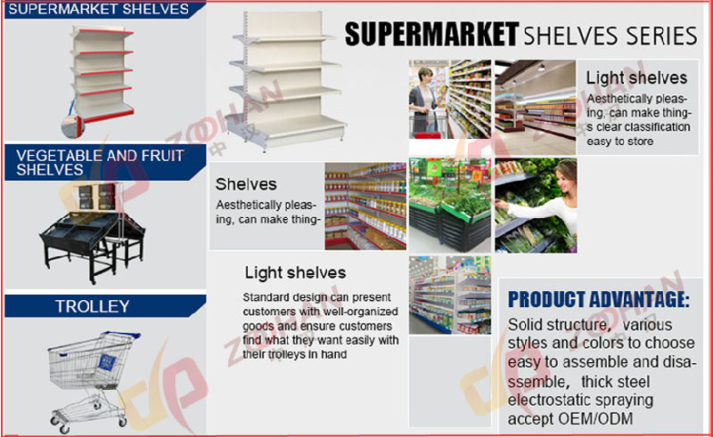 Manufactured Customized Supermarket Grocery Shelving (Zhs204)