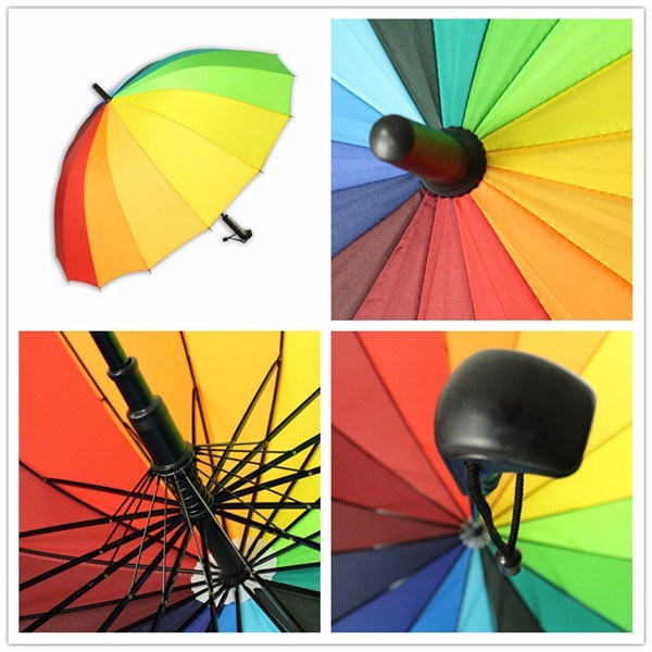 Rainbow Outdoor Straight Golf Rain Umbrella for Promotion