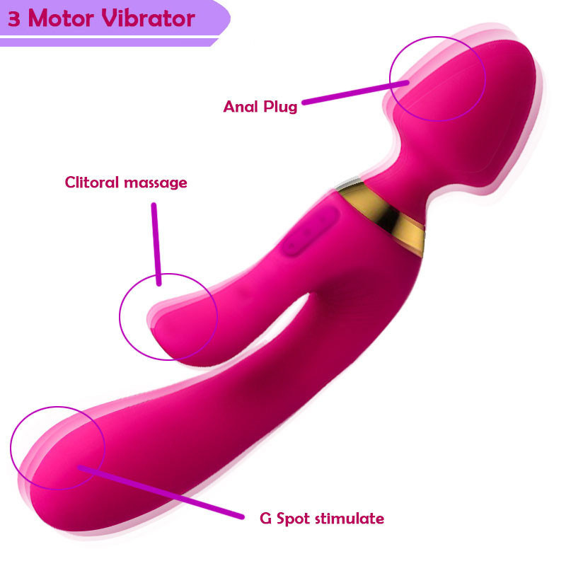 3 Motor Vibrating G Spot Clitoris Anal Dildo Vibrator Adult Sex Toys for Woman Marsturbator 5 Mode 3 Speeds Massager
