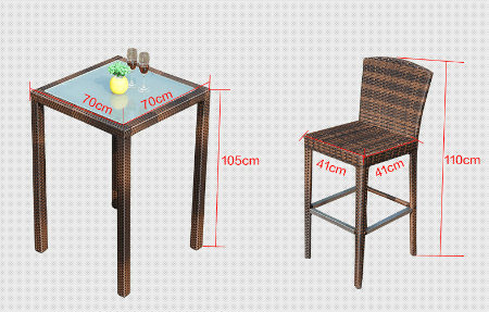5 Pieces Outdoor Bar Chair Desk Set PE Rattan Furniture