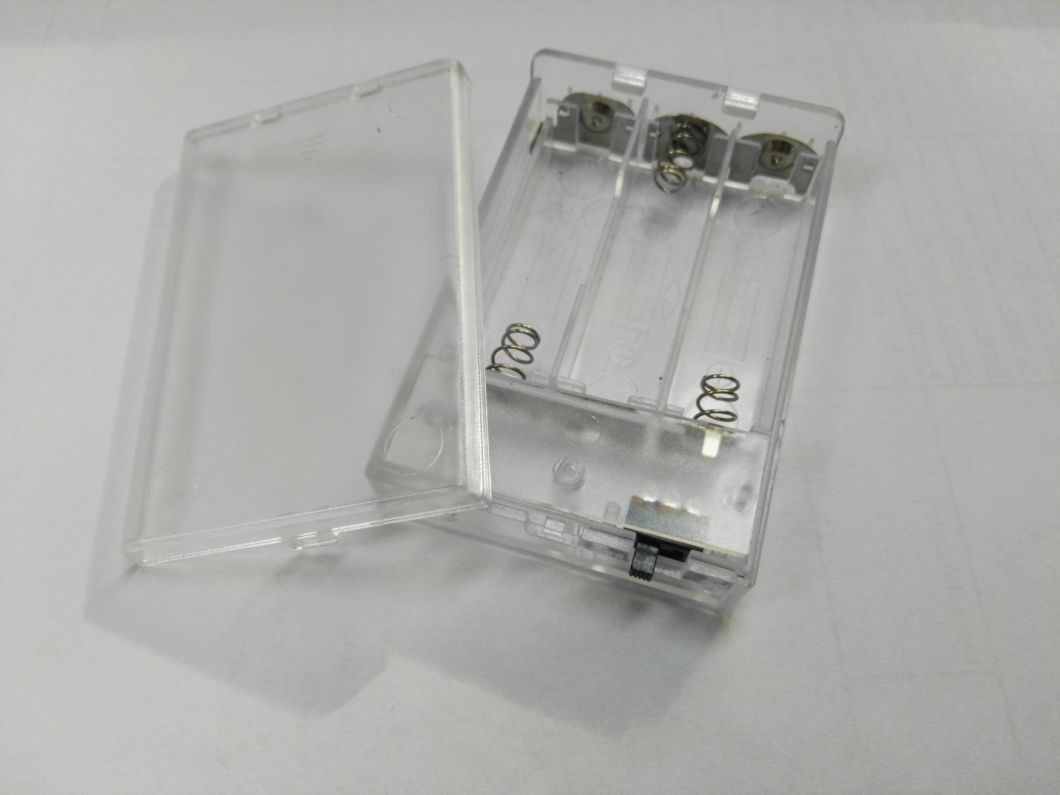 Plastic ABS Clear Color 3AA Battery Holder with Lead Wire