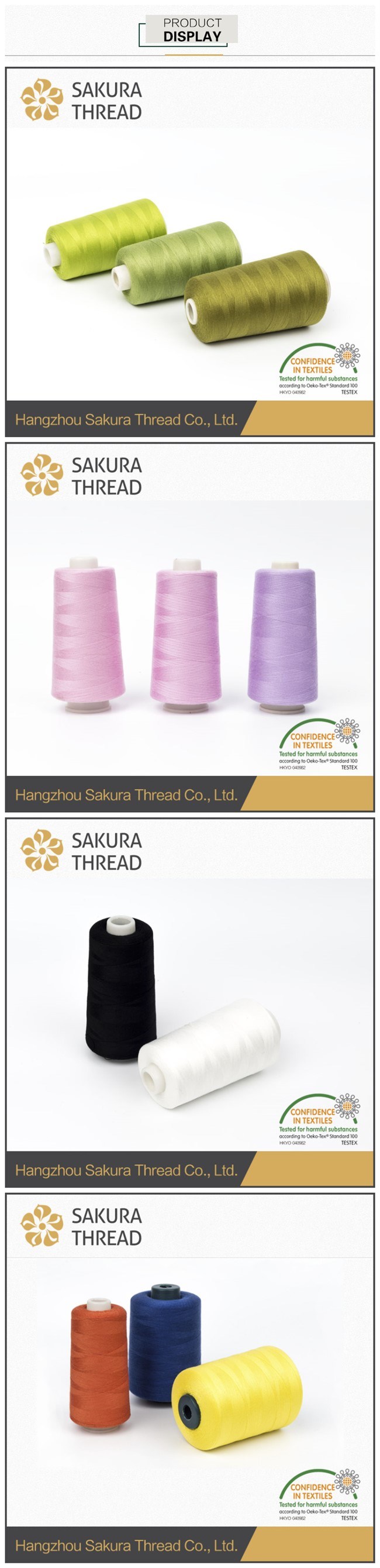 50/2 Oeko-Tex100 1 Class Polyester Spun Yarn for Weaving