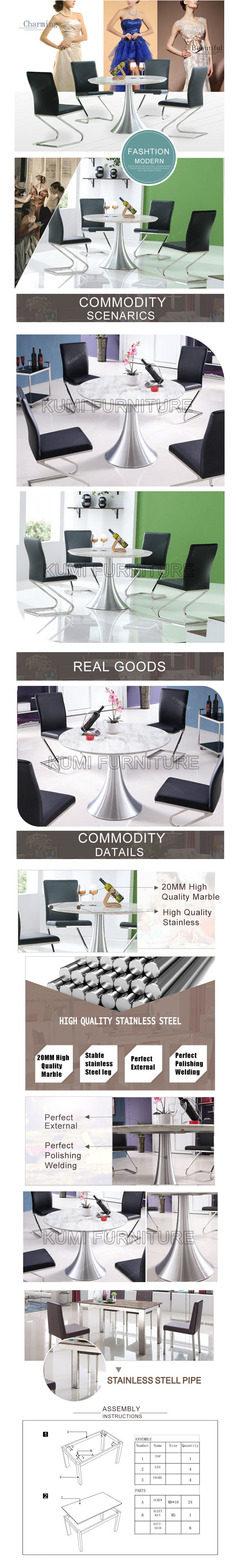 Hot Sale Round Marble Top Dining Table