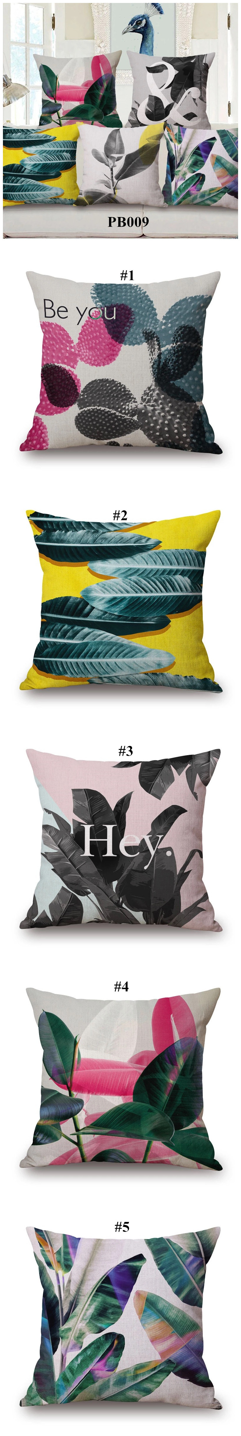 Tropical Plants Digital Printed Pillow / Cushion Home Decorative