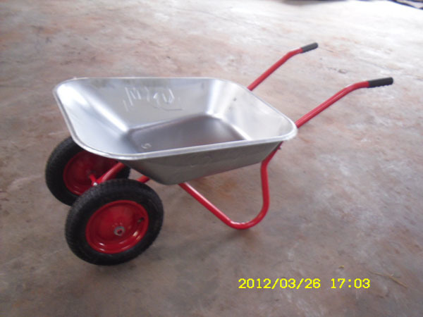 Farm Tools Double Wheels 80L Heavy Duty Zinc Plated Wheelbarrow (WB6430)